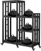 BRIGHTSHOW Free Standing Baker Rack Mini Fridge Stand with Wheels, 6 Tire Kitchen Storage Shelf Organizers Coffee Table Bar Microwave Stand for Patio Garage Shelving Home Porch Decor Office House