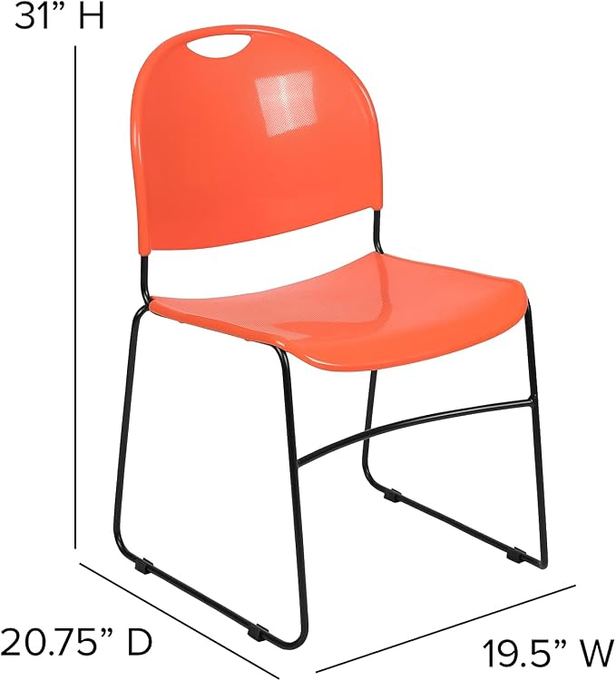 Flash Furniture HERCULES Series 880 lb. Capacity Orange Ultra-Compact Stack - Image 3