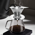 LHS Pour Over Coffee Dripper Reusable Coffee Filter Paperless Coffee Filter Stainless Steel Pour Over Coffee Maker Cone Coffee Dripper for 1-2 Cup,Argyle Pattern