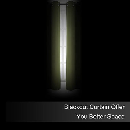 Blackout Curtains 52 x 45 inch/Olive Green Curtains Set of 2 Panels/Thermal - Image 3