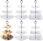 Sawysine 6 Pack 3 Tiers Dessert Stand Plastic Cupcake Stand Serving Trays Cupcake Display Stand Cookie Tray for Party and Platter for Home(Black)