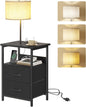 Fixwal Bedside Table with 3 Color Temperature Reading Light, Nightstand with by Fixwal