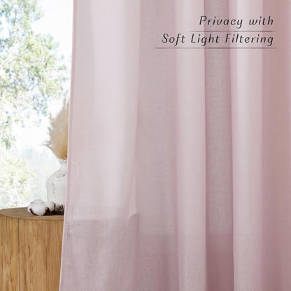 NICETOWN Blush Pink Linen Curtains - Image 7