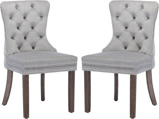 KCC Velvet Dining Chairs Set of 2, Upholstered High-end Tufted Dining Room Chair by KCC