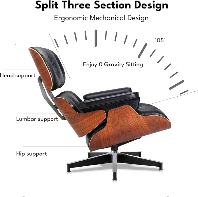 Black PU Leather, Mid Century Chaise Lounge Chair Indoor, Chair - Image 7