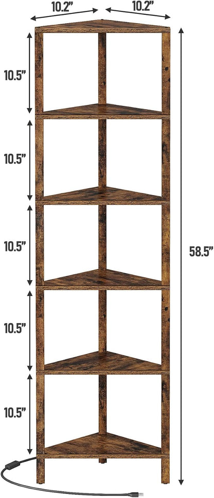 TUTOTAK Corner Shelf with LED Light, 6-Tier Corner Bookshelf - Image 2