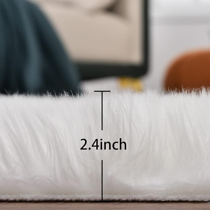 ORINOVA White Shag Rugs for Living Room 9x12 Area Rugs for Bedroom Large - Image 2