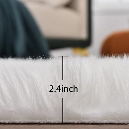 ORINOVA White Fluffy Washable Shag Area Rugs - Image 2