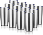 20oz Tumbler Bulk Stainless Steel Vacuum Insulated Tumblers with Lid Double Wall Travel Mug, Powder Coated Coffee Cup, Suitable for Ice Drinks and Hot Beverage (Stainless steel 12pack)