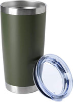 HASLE OUTFITTERS 20oz Tumblers Bulk Stainless Steel Cup with Lid Double Wall Vacuum Insulated Coffee Mug for Cold & Hot Drinks 1 Pack, Army Green