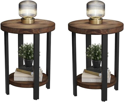 Alaterre Furniture Pomona Living Room Set of 2 Solid Wood Small Round End Tables by AlaterreFurniture