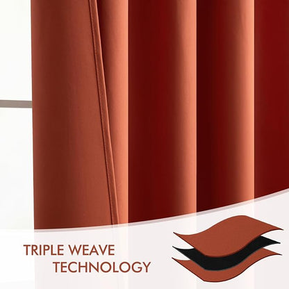 MIULEE Fall Burnt Orange Back Tab Blackout Curtains 52"x120" Length 2 Panel | - Image 7