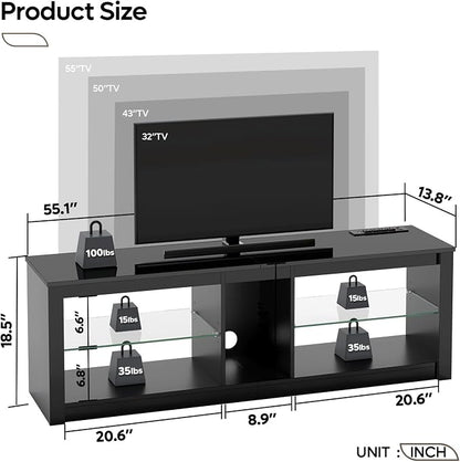 Bestier LED TV Stand for 55/60/65 Inch TV, Modern Gaming TV Console - Image 2
