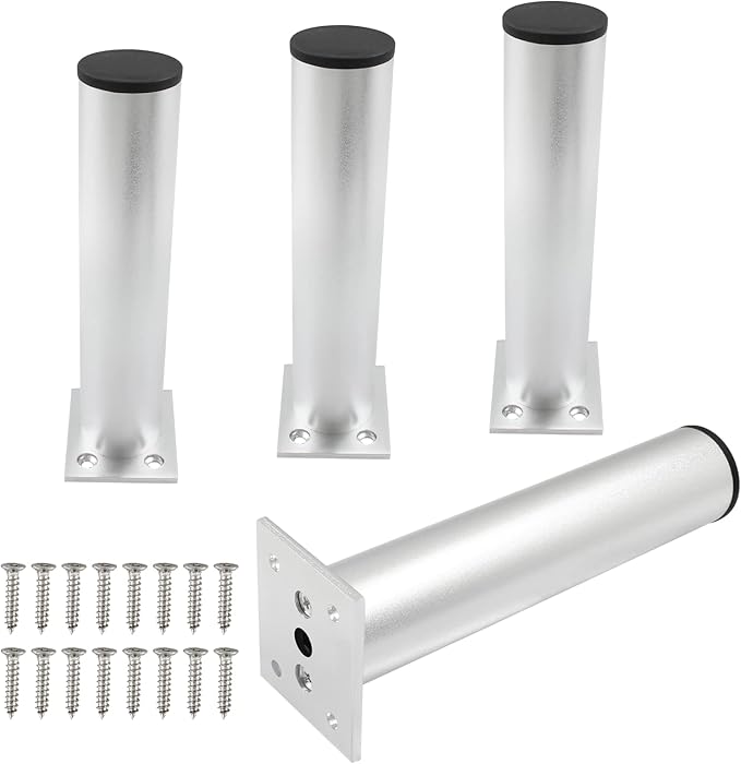 Set of 4 Aluminum Alloy Furniture Legs 7 Inch Height, 1.5 Inch Diameter by Kyuionty