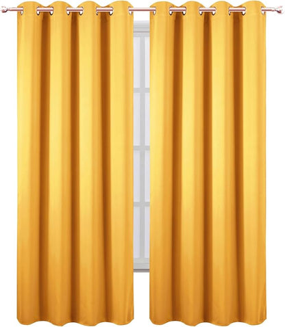 Blackout Curtains 52 x 120 Inch Long Yellow Curtains Set of 2 Panels Room - Image 2