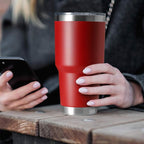 HASLE OUTFITTERS 30oz Stainless Steel Tumbler, Double Wall Vacuum Insulated Travel Mug Tumbler, Durable Insulated Coffee Mug, Gift Box Set (Red, 4)