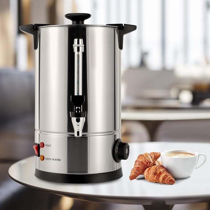 8L/2.11gal Commercial Coffee Urn, Gallon Double Wall Commerical Coffee Maker, 50 Cup Commercial Grade Stainless Steel Percolate Coffee Maker for Events, Offices and Catering