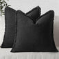 MIULEE Boho Linen Fringe Decorative Throw Pillow Covers Black 18x18 | Set of 2 by MIULEE