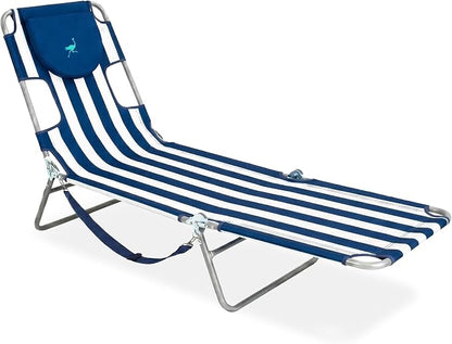 Ostrich Beach Lounge Chair, Folding & Reclining Outdoor Chaise Lounger by OstrichProducts