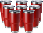 HASLE OUTFITTERS 30oz Stainless Steel Tumbler, Double Wall Vacuum Insulated Travel Mug Tumbler, Durable Insulated Coffee Mug, Gift Box Set (Red, 8)