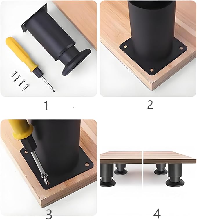 4PCS Adjustable 4.7-7.08 Inch Metal Furniture Legs Black Furniture Replacement - Image 5