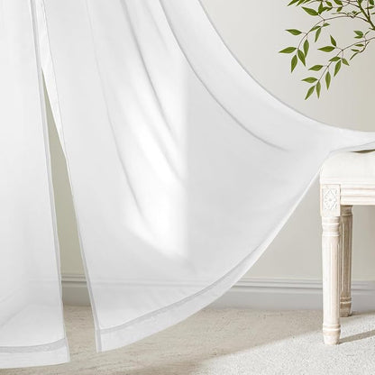 MIULEE 4 Panels White Extra Wide Sheer Curtains 59 x 63 Inches | Light Filtering - Image 6