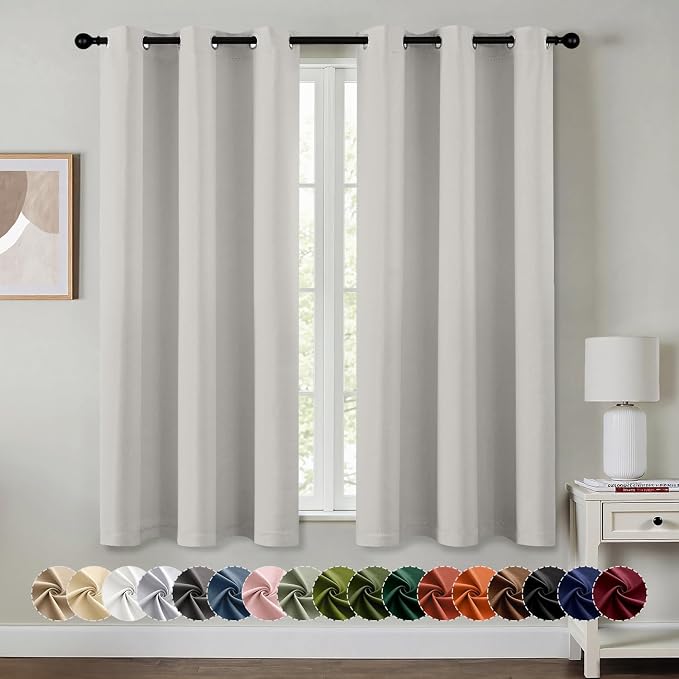 MIULEE Blackout Curtains for Bedroom 2 Panels 40x63 Inch Long Natural White | by MIULEE