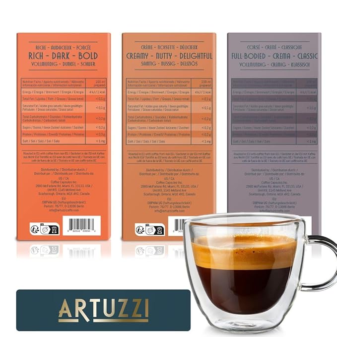 Artuzzi 120ct Espresso Pods For Nespresso Compatible Capsules Original Machines | Italian Coffee Variety - Ristretto Lungo Espresso Caramel Vanilla Chocolate | Aluminum & Recyclable