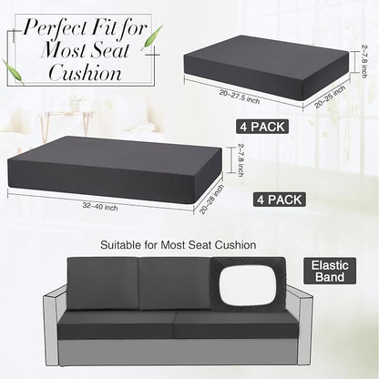 Newwiee 8 Pcs Stretch Patio Outdoor Cushion Covers Replacement, Dark Gray | 4 - Image 3
