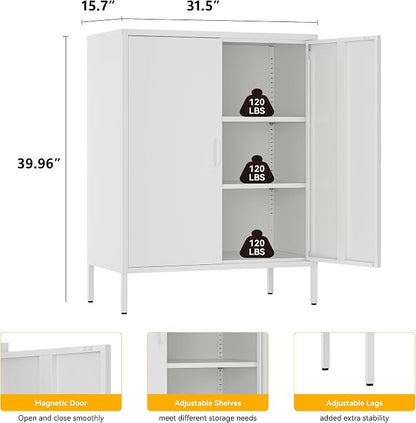 YAUWOH Metal Cabinet with 2 Doors and 4 Shelves，39.96" Tall Steel Office Cabinet - Image 2