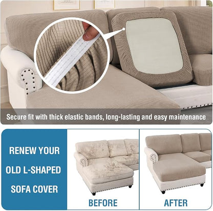 H.VERSAILTEX Sectional Couch Covers 8 Pieces Stretch Sofa Covers - Image 6