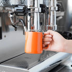 watchget Stainless Steel Milk Frothing Pitcher 12oz/350ml - Espresso Steaming Pitcher for Cappuccino, Latte Art, Coffee Machine Accessories Milk Jug Coffee Frother Cup, Orange