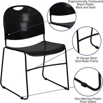 Flash Furniture HERCULES Series 880 lb. Capacity Black Ultra-Compact Stack Chair - Image 7