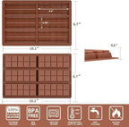 Chocolate Bar Molds Deep Silicone Break-Apart Chocolate Nonstick Protein and Energy Thick Candy Bar Mold Wax Melt Mold 2 Pack (10 Snap)
