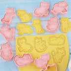 8pc 3D Cute Cat Cookie Stamps, Cupcake Pancake Apple Pie Pastry Biscuit Molds, Fruit & Sandwich Cutter Set for Cat Party Decorations