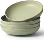 HAPPY KIT 9'' Large Pasta Bowls, 42 Oz Salad Bowl Set of 4, Stoneware Reactive Glaze Serving Bowls for Dessert, Soup, Fruit, Noodle, Scratch Resistant, Meadow Green