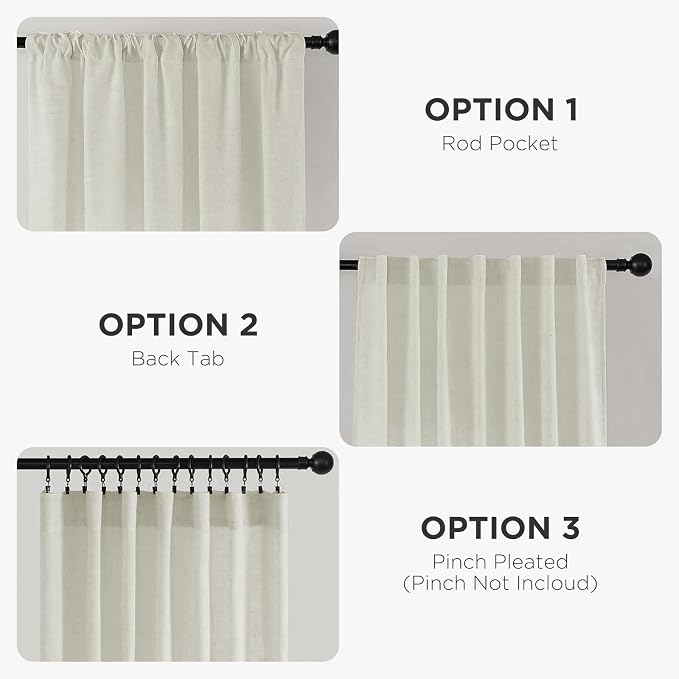 Joydeco Linen Curtains 84 Inch Length 2 Panel Sets, Light Filtering Curtains - Image 4