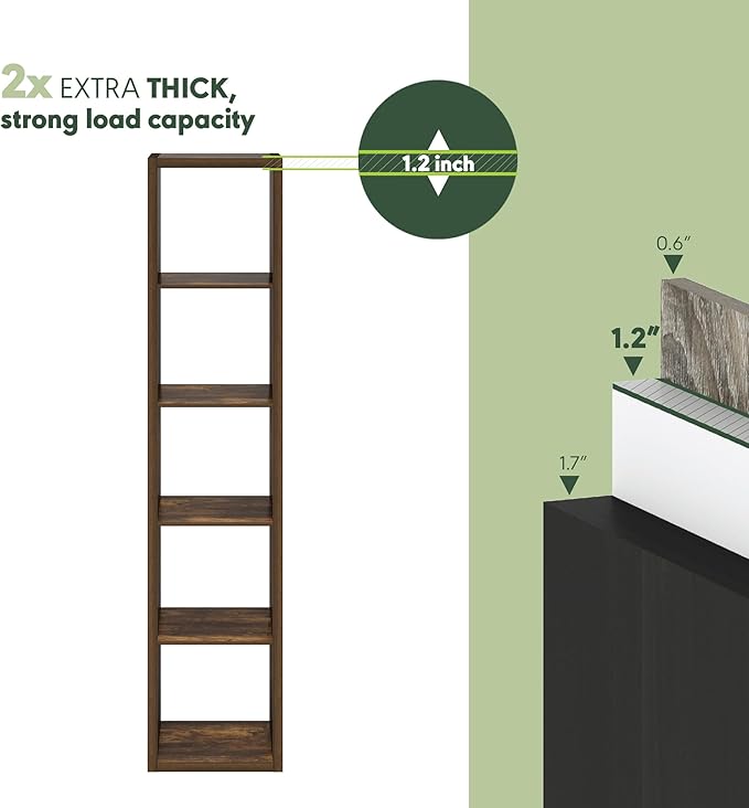 Furinno Cubicle Book Shelf, Vertical 5-Cube Bookshelf, Extra Thick Horizontally - Image 3