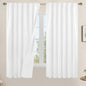 100% White Blackout Curtains for Bedroom, 63 Inches Polyester Textured Thermal by LAMIT