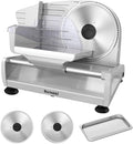 Meat Slicer, 200W Meat Slicer Machine for Home, DC Motor Quiet Deli Slicer with 2 Removable 7.5'' Stainless Steel Blades, Adjustable Dial for 0-15mm, Electric Food Slicer for Meat, Cheese, Bread