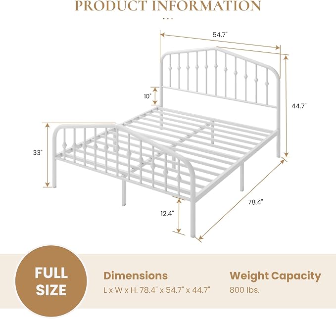 SHA CERLIN Full Size Metal Platform Bed Frame - Image 2