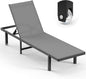 Lounge Chair Outdoor with Wheels, Aluminum Chaise Lounge Outdoor Chair with 5 by Oasbira