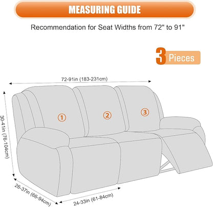VANSOFY Recliner Covers, 3-Pieces Stretch Reclining Couch Covers - Image 3