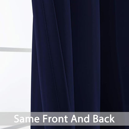 Yakamok Room Darkening Curtains 52x63 inch Length Navy Blue-Living Room | 2 - Image 6