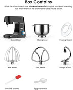 Stand Mixer, 9.5 Qt 660W, 6-Speed Tilt-Head Food Dough Mixer, Electric Kitchen Mixer with Dough Hook, Flat Beater & Wire Whisk, Mixing Bowl (9.5-QT, Black)