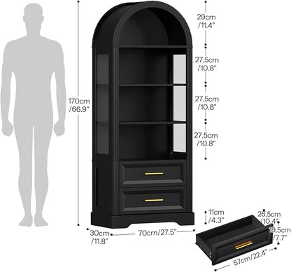 HOOBRO Tall Arched Bookshelf, Arch Bookcase - Image 2