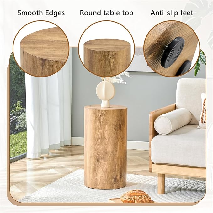Round Side Table, End Table Living Room Table, Sofa Couch Bedside Table - Image 5