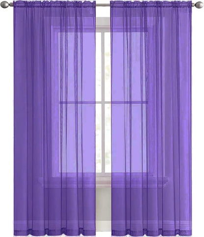 SpaceDresser Sheer Voile Window Treatment Rod Pocket Curtain Panels - Image 4