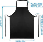 Gotega Waterproof Rubber Vinyl Apron 40 Inch Heavy Duty Chemical Work Apron Durable with Adjustable Bib Apron for Dishwashing Black