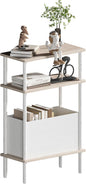 Narrow Side Table with Fabric Basket, End Table by Unknown